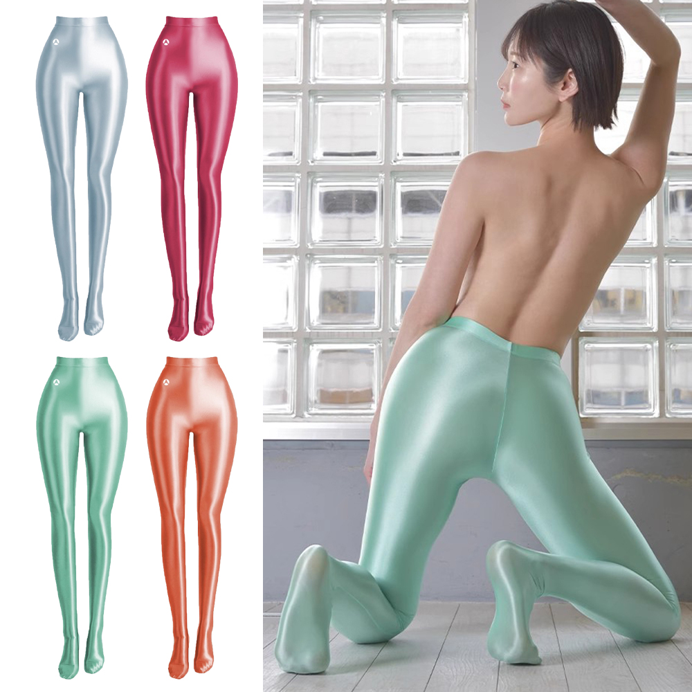 Crossfit Yoga - AMORESY ผู้หญิงซาตินเคลือบเงา Ultra-thin กางเกงขายาวเอวสูง Pantyhose โยคะพิลาทิส